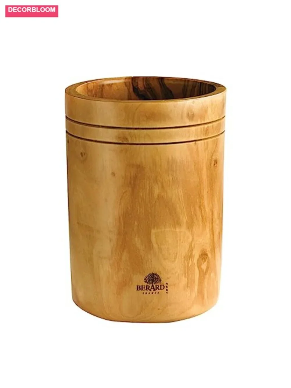 Olive Wood Handcrafted Utensil Canister - 4x4x6